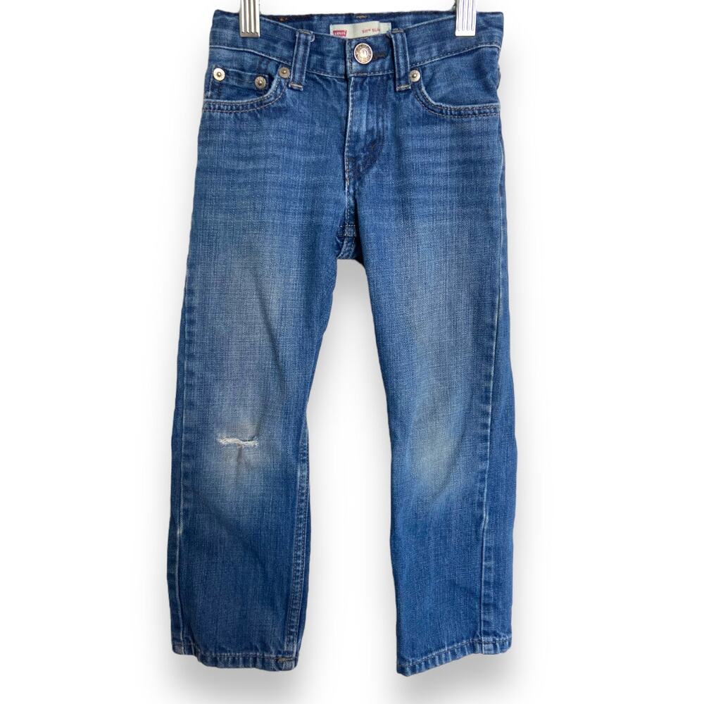 Levis Boys Jeans Sz 4 Blue Denim 511 Slim Dark Cotton Adjustable Waist 5 Pocket